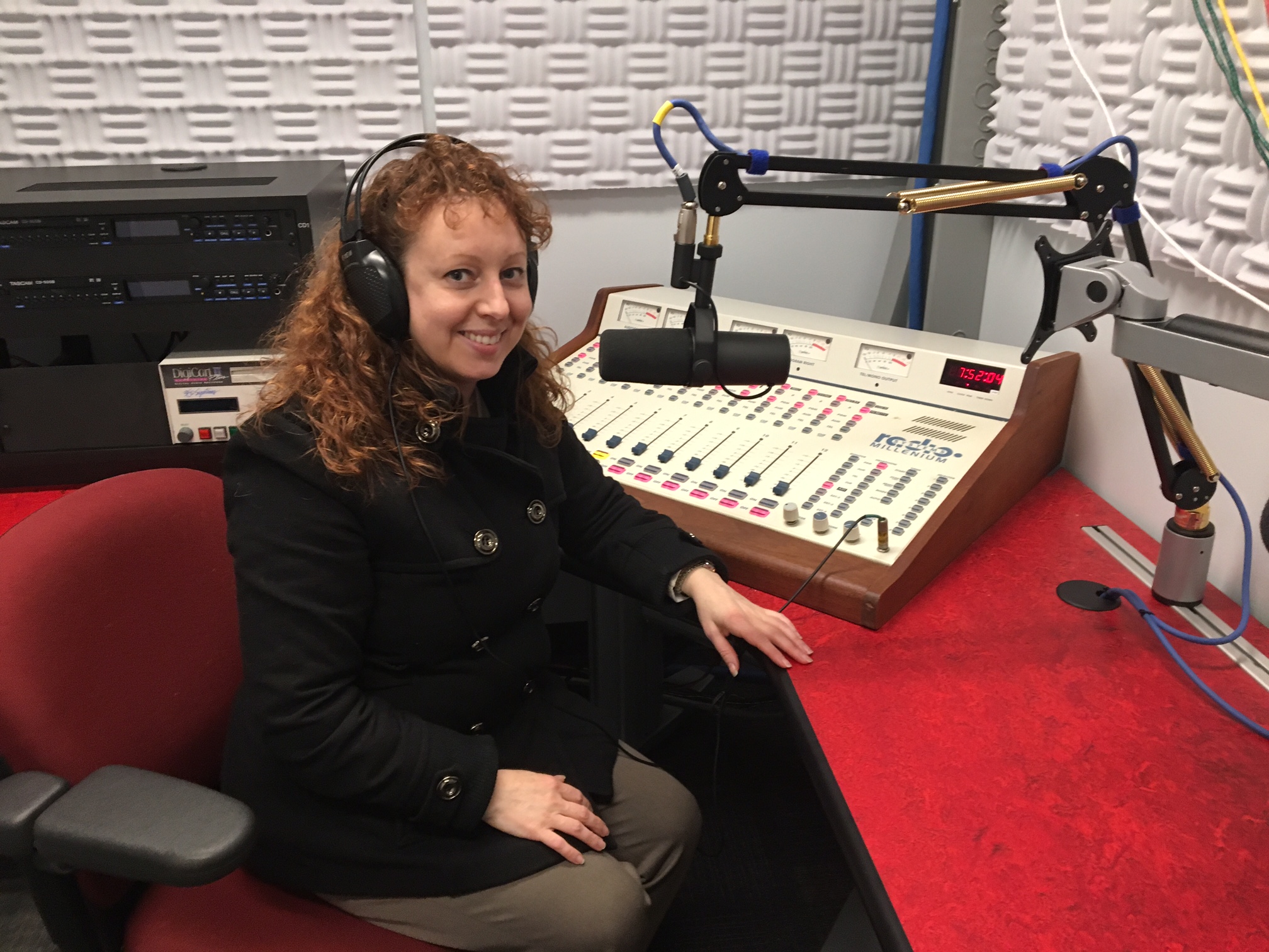 Beth Fiteni broadcasting at WUSB radio station